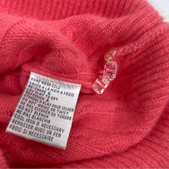 Ballinger Gold Button Up Cable Knit Cardigan M Coral Lambswool Angora Nylon FLAW - Picture 8 of 13